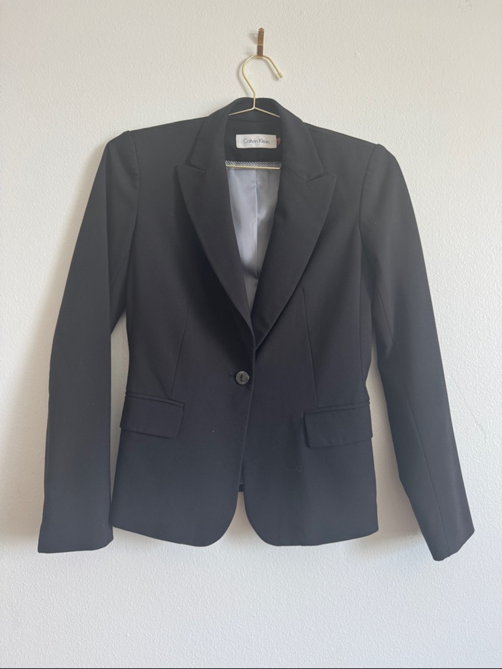 Calvin Klein Black Women's Single-Button Tailored Blazer